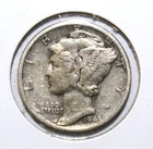 S9 - United States 10 Cents 1943 Very Fine + Silver Coin - Mercury Dime *** Nice