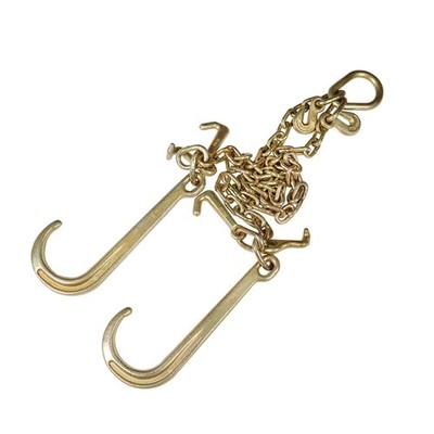 5/16'' G70 V-Chain Bridle W/ 15'' Large J Hooks T- Hook & J-Hook W/ Grab Hooks 3'
