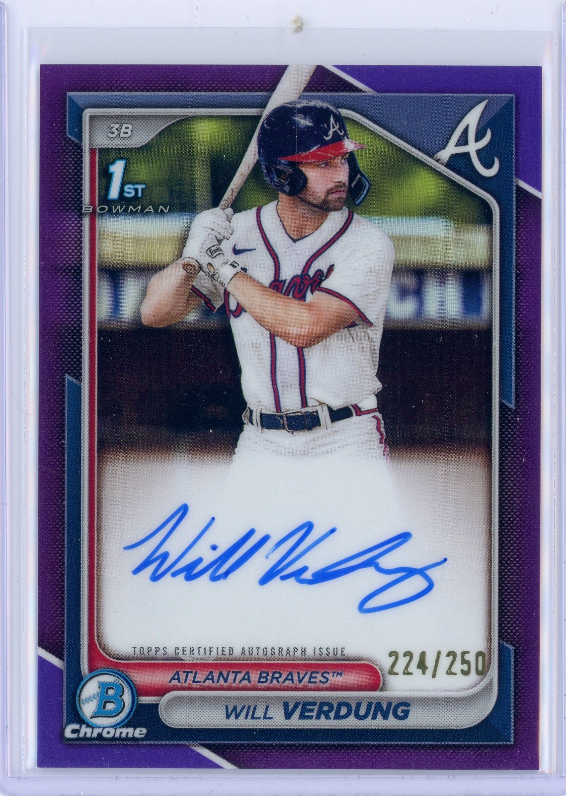 2024 Bowman Chrome Will Verdung 1st Auto Purple /250