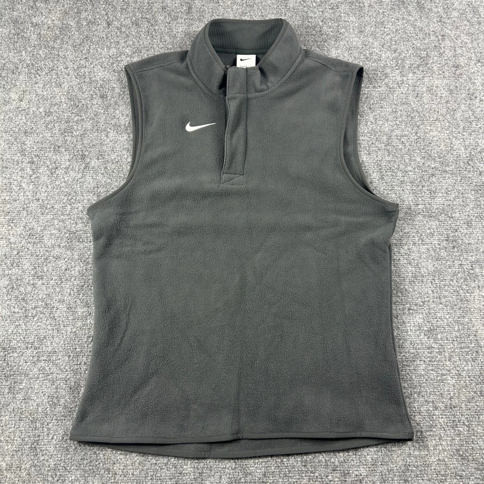 Nike Fleece Vest Mens Small Grey Therma-FIT Quarter Zip DA4965-060 Training