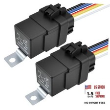 2 Pcs Waterproof Relay with Harness, 40 Amp SPDT Relay Switch, Tinned 5-Pin 12V