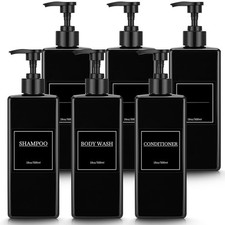 6 Pcs Shampoo and Conditioner Dispenser Bottles 16oz Modern Shower Soap