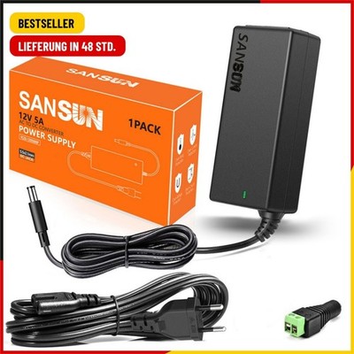 12V 5A Power Supply 60W AC DC Adapter (Input 110V-220V, Output 12 Volt 5 Amp 60