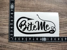 Bite Me Cutting Sticker Matte Black Trout Bass Fishing Lure Angler Fly Pond Fish