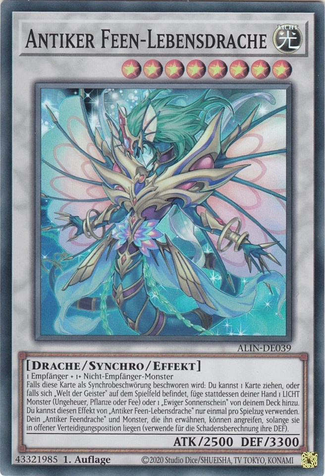 YU-GI-OH, ANTIKER FEEN-LEBENSDRACHE, SR, ALIN-DE039, 1. Auflage, TOP - Bild 1 von 1