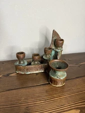 Barna Santa Fe New Mexico Studio Pottery Stoneware Candle Holder Moon