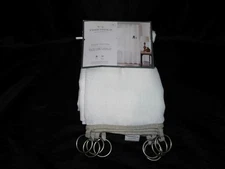 Threshold 54 x 84" White Beige Edge Sheer Curtain NEW Built In Rings Filters