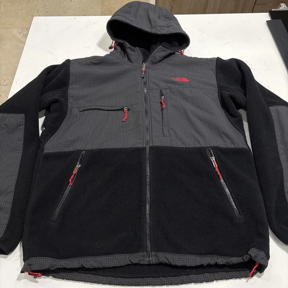 The North Face Denali Hoodie Hoody Full Zip Black With Red Accents Men's Size M - Image 2 of 4