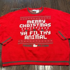 HOME ALONE Merry Christmas Ya Filthy Animal red sweater size XXlarge