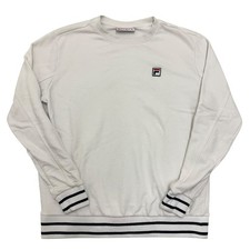 Fila Sweatshirt Mens Large White Logo Crewneck Casual Pullover Sports