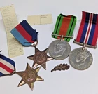 WW2 MEDALS FRANCE GERMANY STAR DEFENCE 1939 45 OAK LEAF MILITARY GROUP