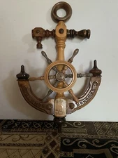 Wooden Nautical Theme Anchor and Ship Wheel Wall Decor 10”x3”x16.5”