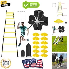 Pro Agility Training Set - 20ft Ladder, 12 Cones & Resistance Parachute Included