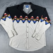 Vintage Wrangler Western Shirts Aztec Southwestern Colorblock Pearl Snap Sz L/XL