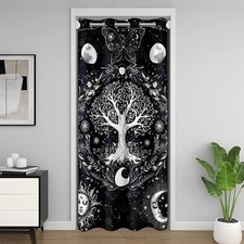 Tree of Life Door Curtain Doorway Privacy 34x80 Inch 1 Panel Sun and Moon Dar...