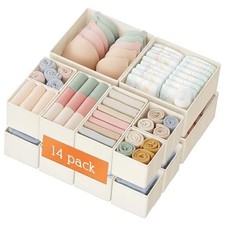 Drawer Organizer Clothes, 14 Pack Dresser Organizer for Baby 14PACK Beige