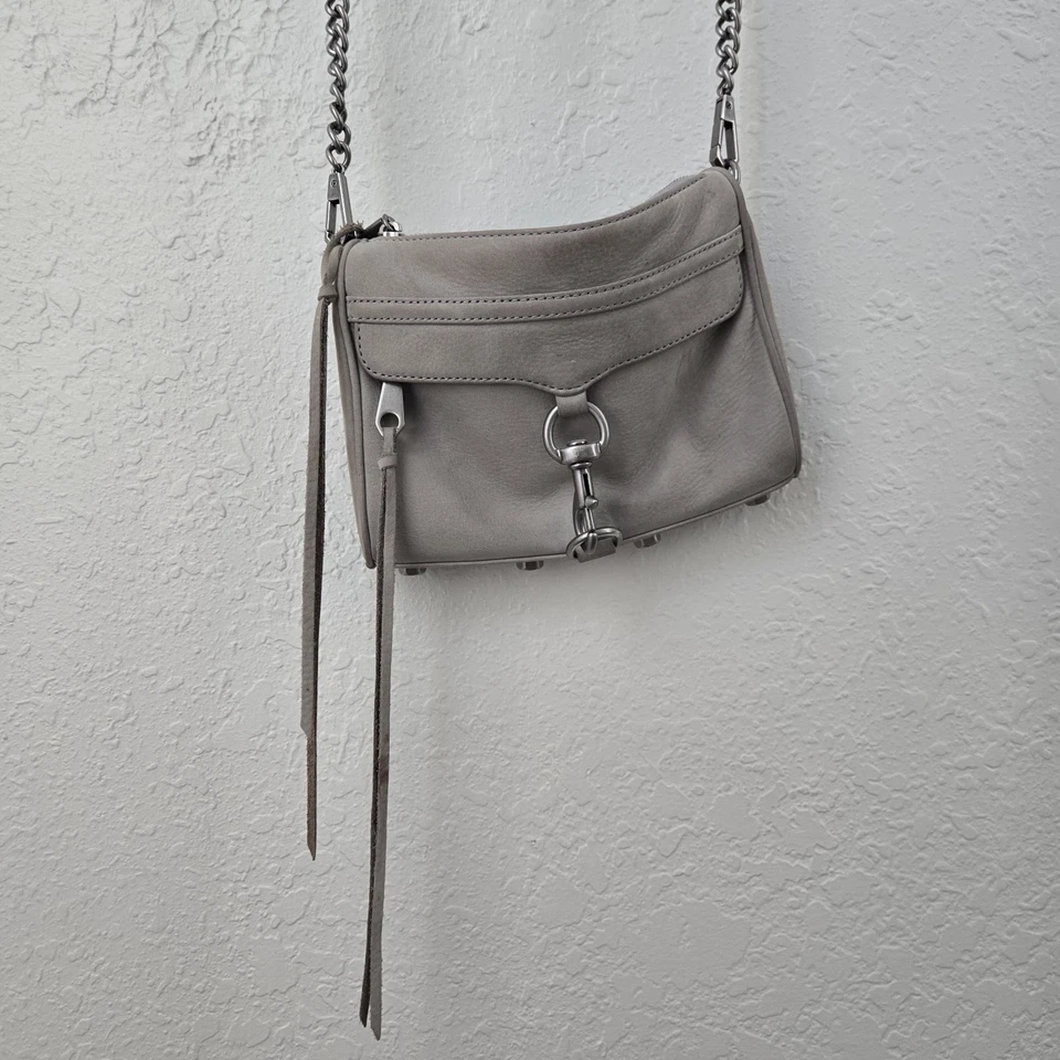 Rebecca Minkoff Gray Leather Crossbody Bag with Gun Metal Gray Hardware - Image 2 of 4