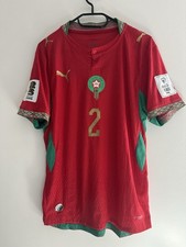 PUMA Maillot Maroc Domicile Hakimi 2 Rouge/Vert Manches courtes. Version Joueur