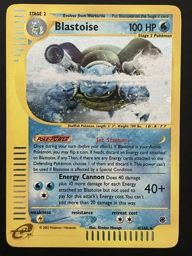 2002 Pokemon Expedition Base Set Blastoise Holo 4/165 Rare Vintage E-Reader