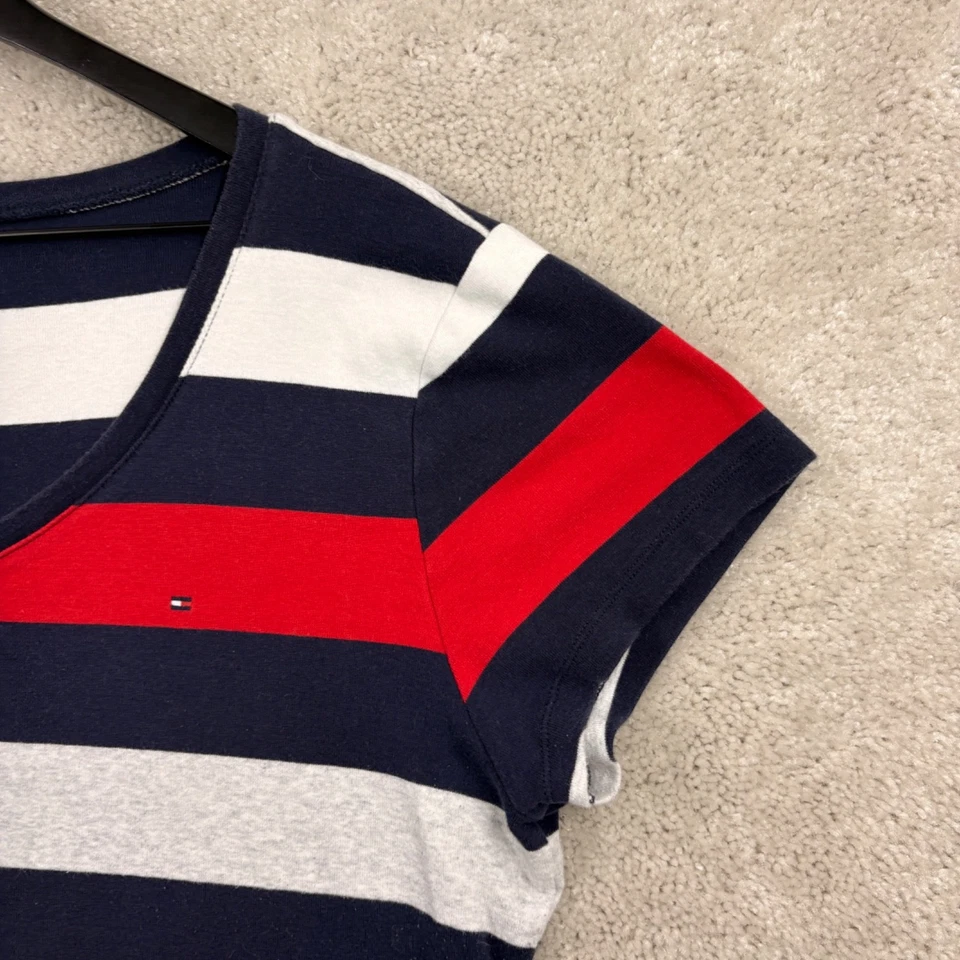 Tommy Hilfiger футболка женщин размер XXL красный белый синий полоски коротким рукавом хлопок - Изображение 3 из 4