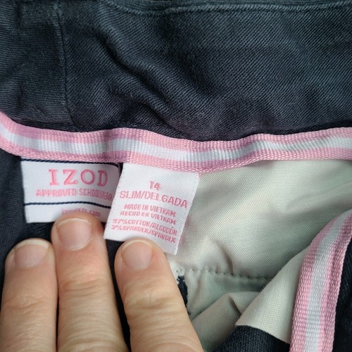 IZOD Pants Youth 14 Slim Blue Girls Pull On Uniform School Wear - Picture 10 of 11