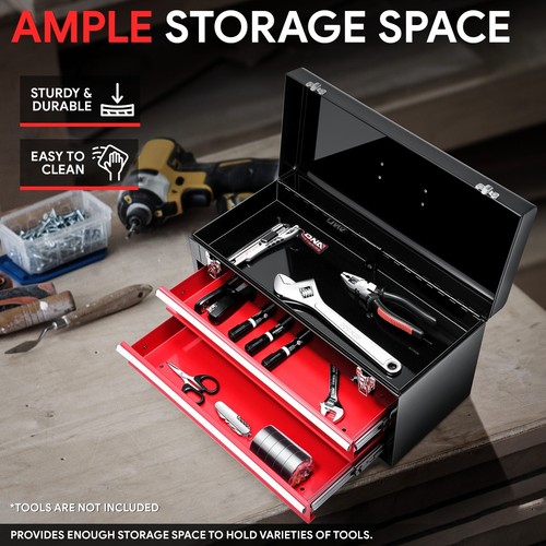 Workshop Garage Household Lockable 20" 2-Drawer Steel Tool Box Organizer Storage - Picture 3 of 7