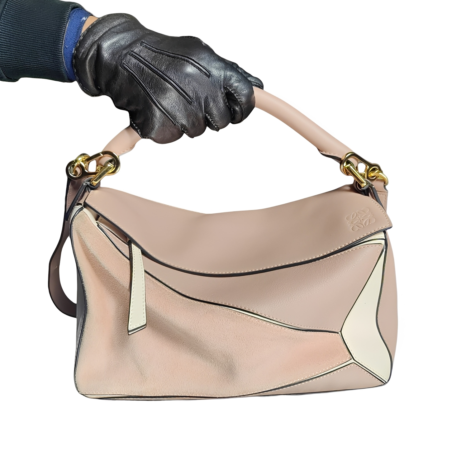 Loewe puzzle bag tricolor with suede and leather shoulder bag 2way