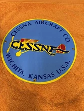 Box13-#8-NOS Cessna Aircraft Co Airplane Hangar Gas Station Motor Oil Porcelain