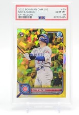 SEIYA SUZUKI 2022 BOWMAN CHROME ROOKIE SAPPHIRE YELLOW /50 #69 CUBS PSA 10 Q3795