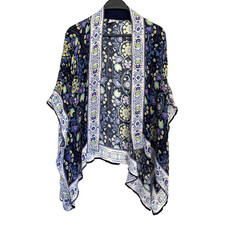 Anthropologie Blank London Kimono Poncho One Size Floral Boho Multicolor