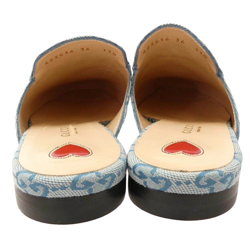 GUCCI 423514 GG Horsebit Denim Canvas Mule Princetown Slippers Sandals Light Blu thumbnail 3