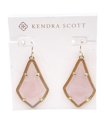 New Kendra Scott Alex Dangle Earrings In Gold Tone Rose Quartz Gift For Her