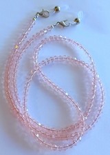 EYEGLASS CHAIN 27" CLEAR PINK CRYSTAL Beaded Holder Strap Reading Glasses iCandy
