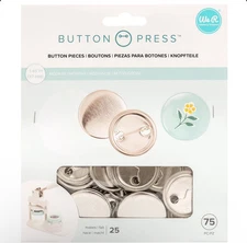 25 NEW Button Press Pinback Blanks We R Memory Keepers Medium Pieces 1.45” 37MM
