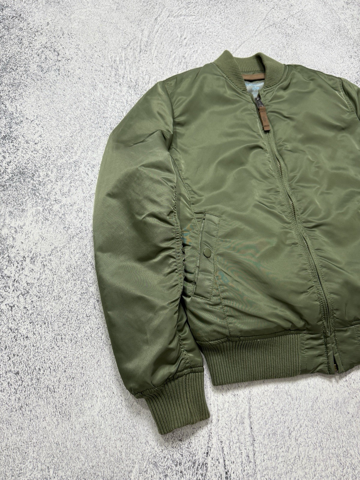 Alpha Industries MA-1 Bomber Flight Jacket Sage Green Orange Lining Women Size L image 2