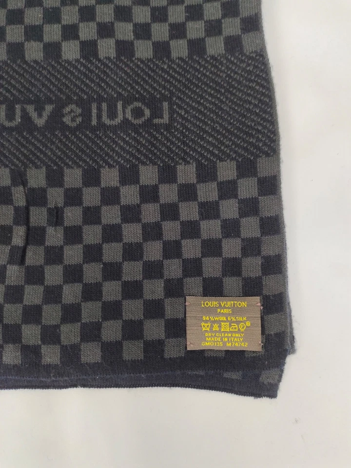 Louis Vuitton genuino vintage gris/negro lana invierno bufanda bufandas Foto 4 de 4