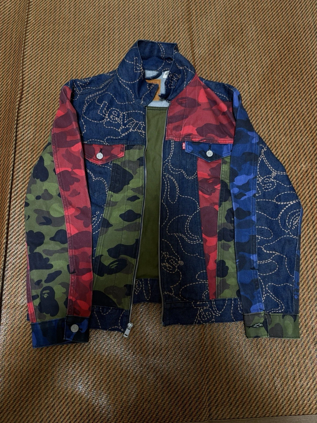 BAPE x Levi’s SS21 Multicolor Camo Denim Trucker Jacket Men’s Size Medium - product detail image 1