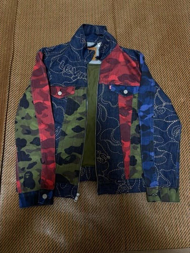 BAPE x Levi’s SS21 Multicolor Camo Denim Trucker Jacket Men’s Size Medium - product listing photo