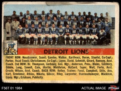 1956 Topps #92 Lions Team 1 - POOR