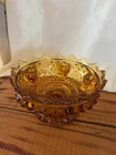 Vintage Fenton Hobnail Amber Glass Pedestal Candle Bowl