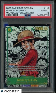 2025 One Piece OP13 En Manga arte alternativa #118 Monkey D. Rufy PSA 10 GEM MINT