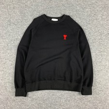 AMI Paris Black Small Heart Logo Sweatshirt Mens Size XL