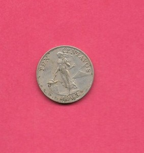 PHILIPPINES KM188 1963 VF-VERY FINE CIRCULATED 10 SENTIMOS OLD VINTAGE COIN