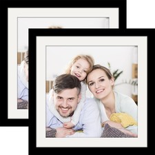 Picture Frames 10x10 2 Pack Made of Solid Wood Black for Wall Mounting Display