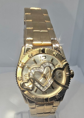 JLO Jennifer Lopez Bracelet with Hidden Watch Heart Rhinestone 10k Gold Plated