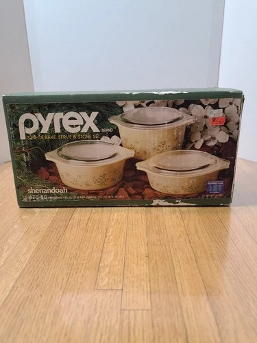 Unopened Pyrex 3-Piece Bake, Serve, Store Set, Shenandoah 470-80 Casserole Set
