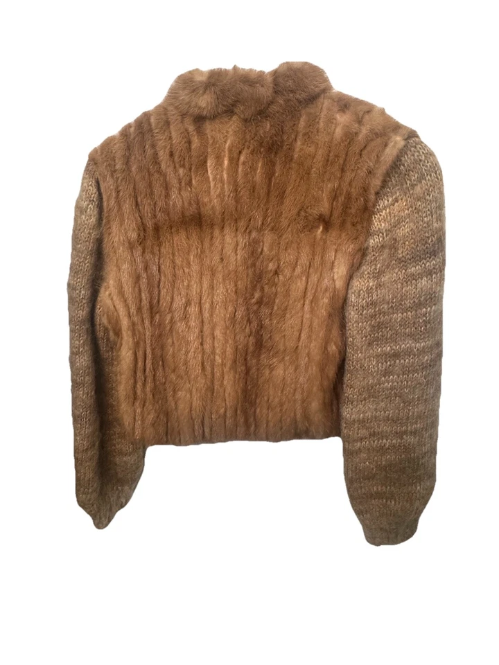 Vintage Brown Mink Fur Coat Converts To Vest Removable Sleeves Women's One Size - Image 3 of 4