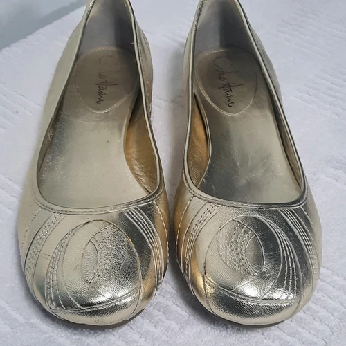 NIKE Scarpe basse Cole Haan Nke Air donna 7 5B slip on comode pelle oro metallizzato