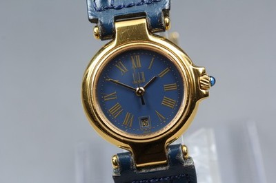 *N NEUWERTIG* Dunhill Millennium 26mm Bule Roman Dial Gold Qz Herrenuhr aus...