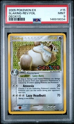 2005 POKEMON EX DEOXYS #15 SLAKING-REVERSE FOIL PSA 9